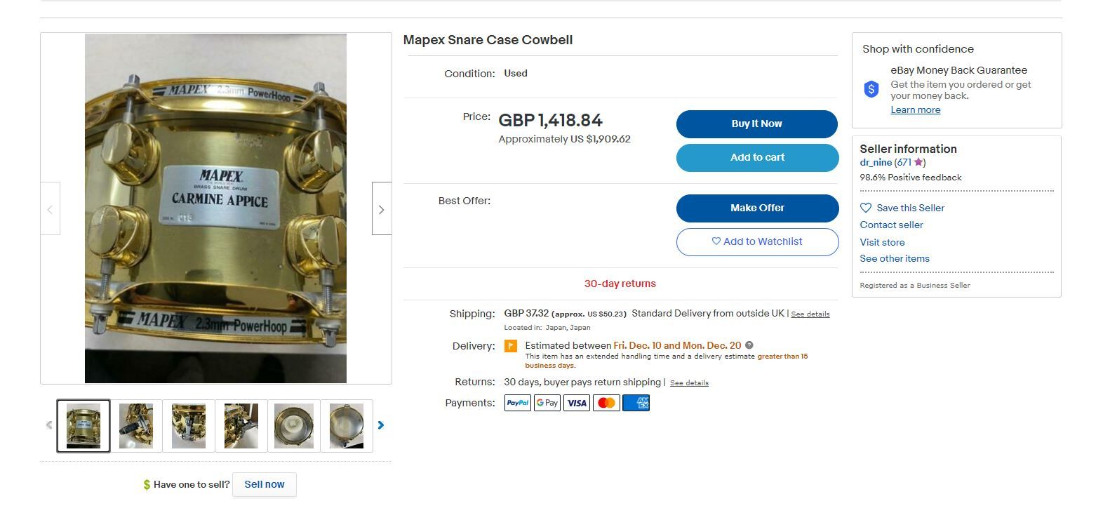 Carmine Appice Signature Snare on Ebay